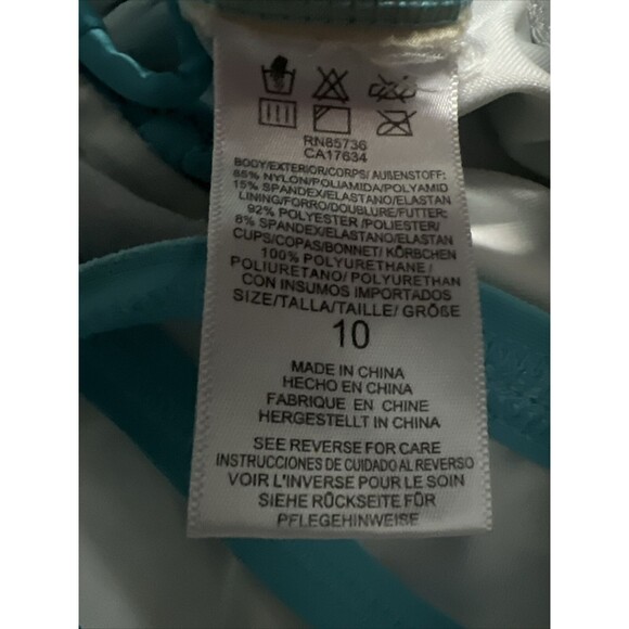 Michael Kors Womens 10 Light blue 1 Piece Bathing Suit Lace up Back Logo Tag - Picture 9 of 10